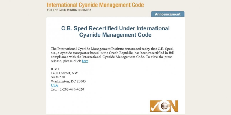 C.B.SPED - C.B.SPED, a.s. úspěšně obhájil cerfitikaci ADR ICMC