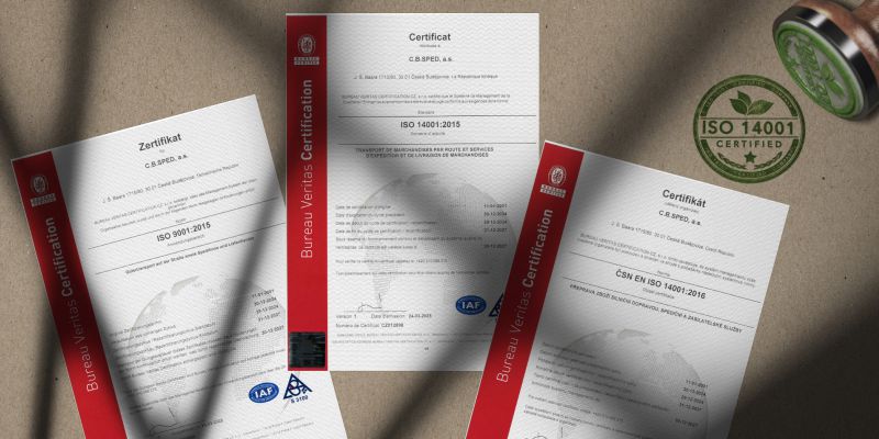 C.B.SPED - C.B.SPED, a.s. úspěšně obhájil cerfitikaci ISO 9001 a ISO 14001