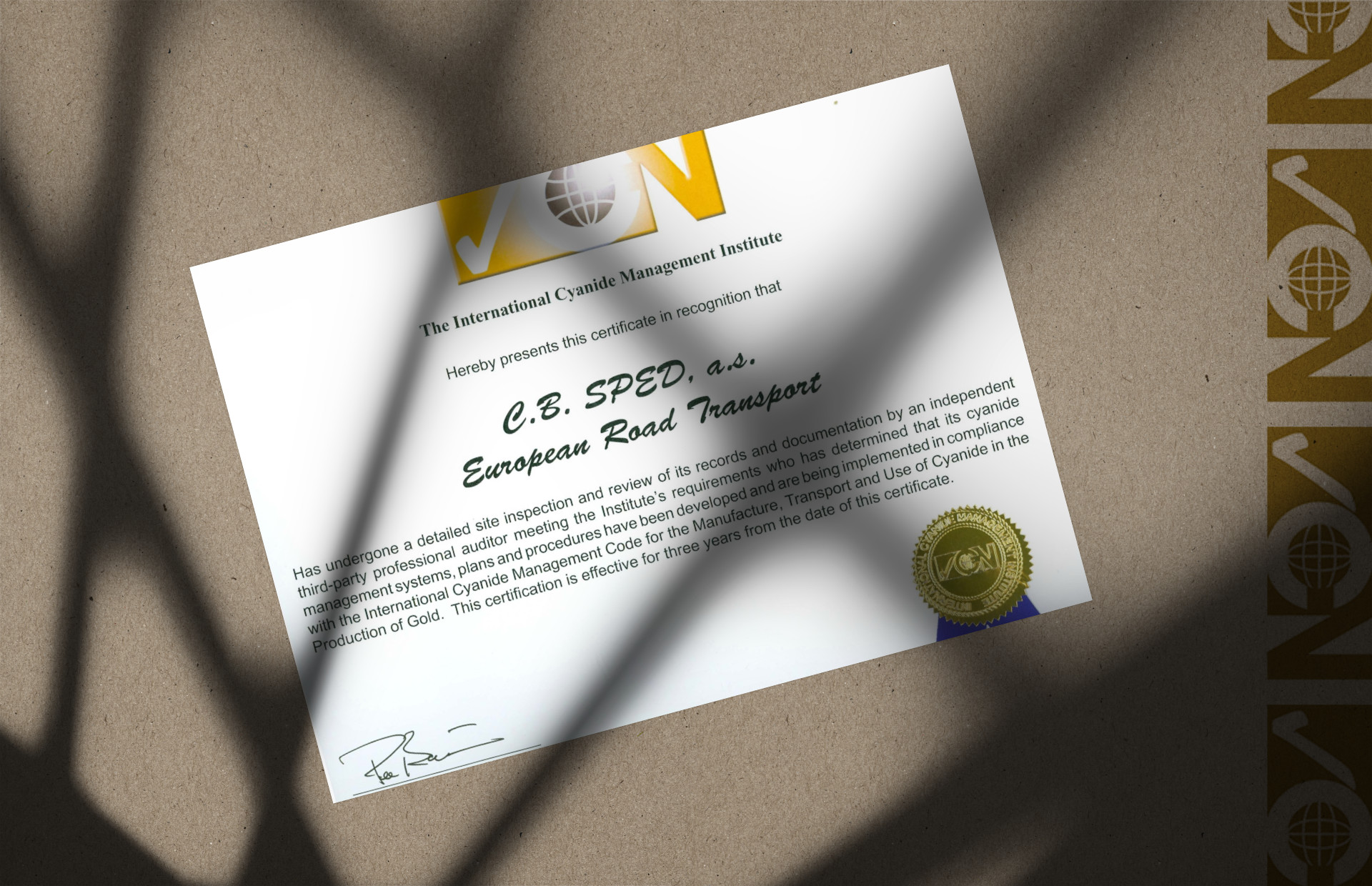 C.B.SPED - Politika jakosti a certifikace