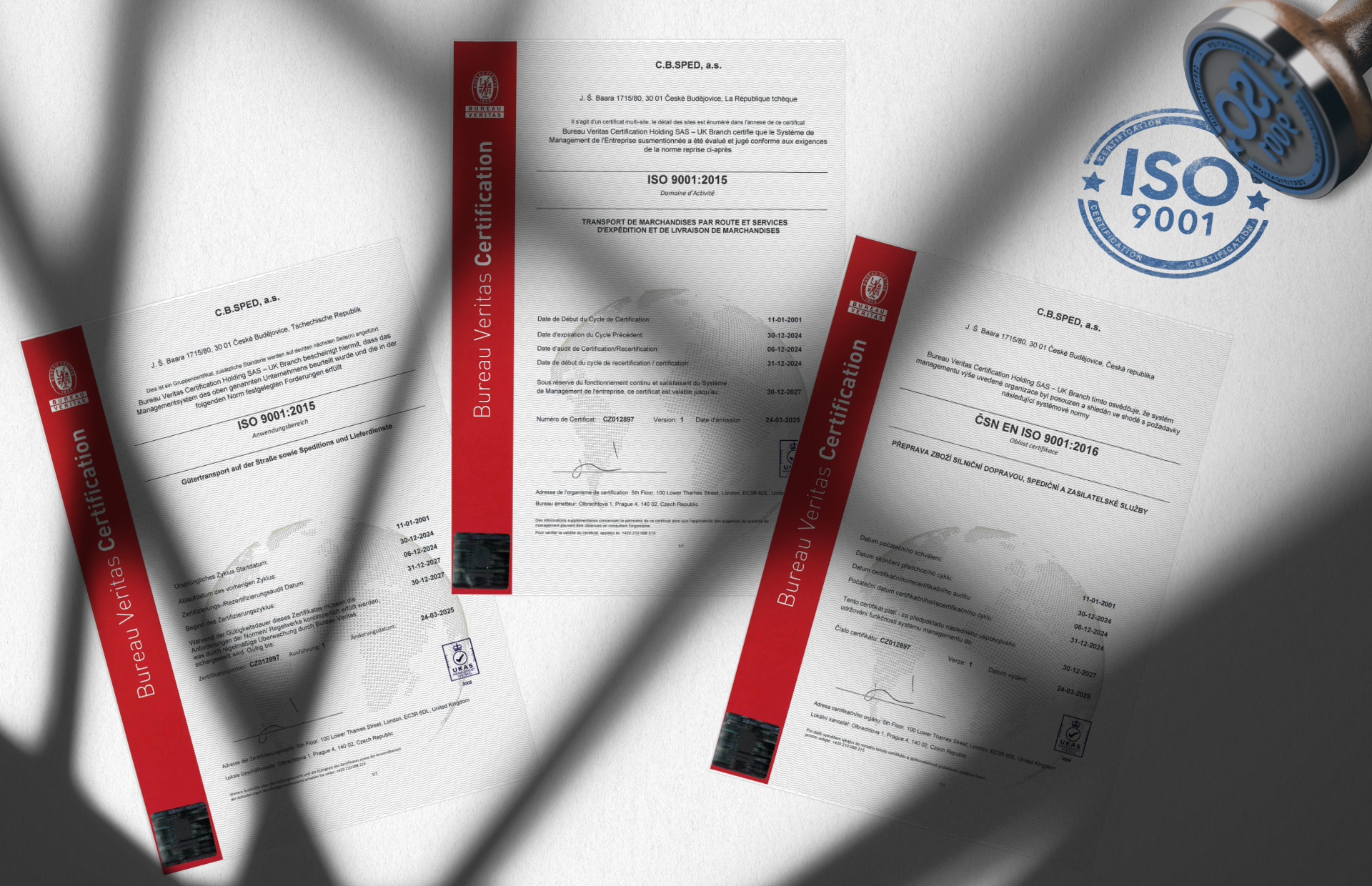 C.B.SPED - Politika jakosti a certifikace